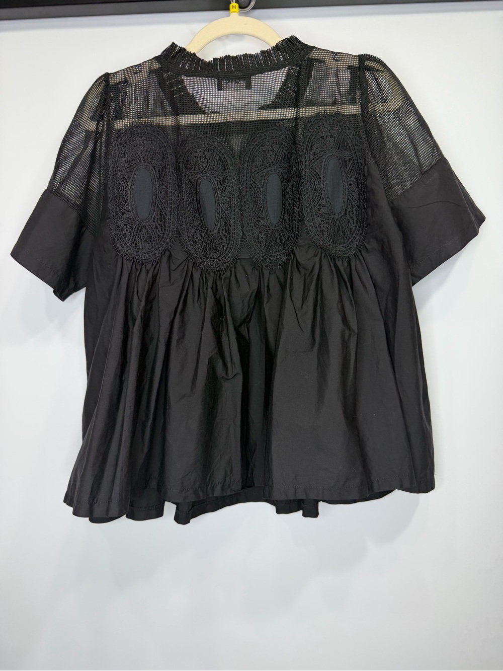 Fate Black Lace Mesh Babydoll Top Size Medium - Picture 10 of 11
